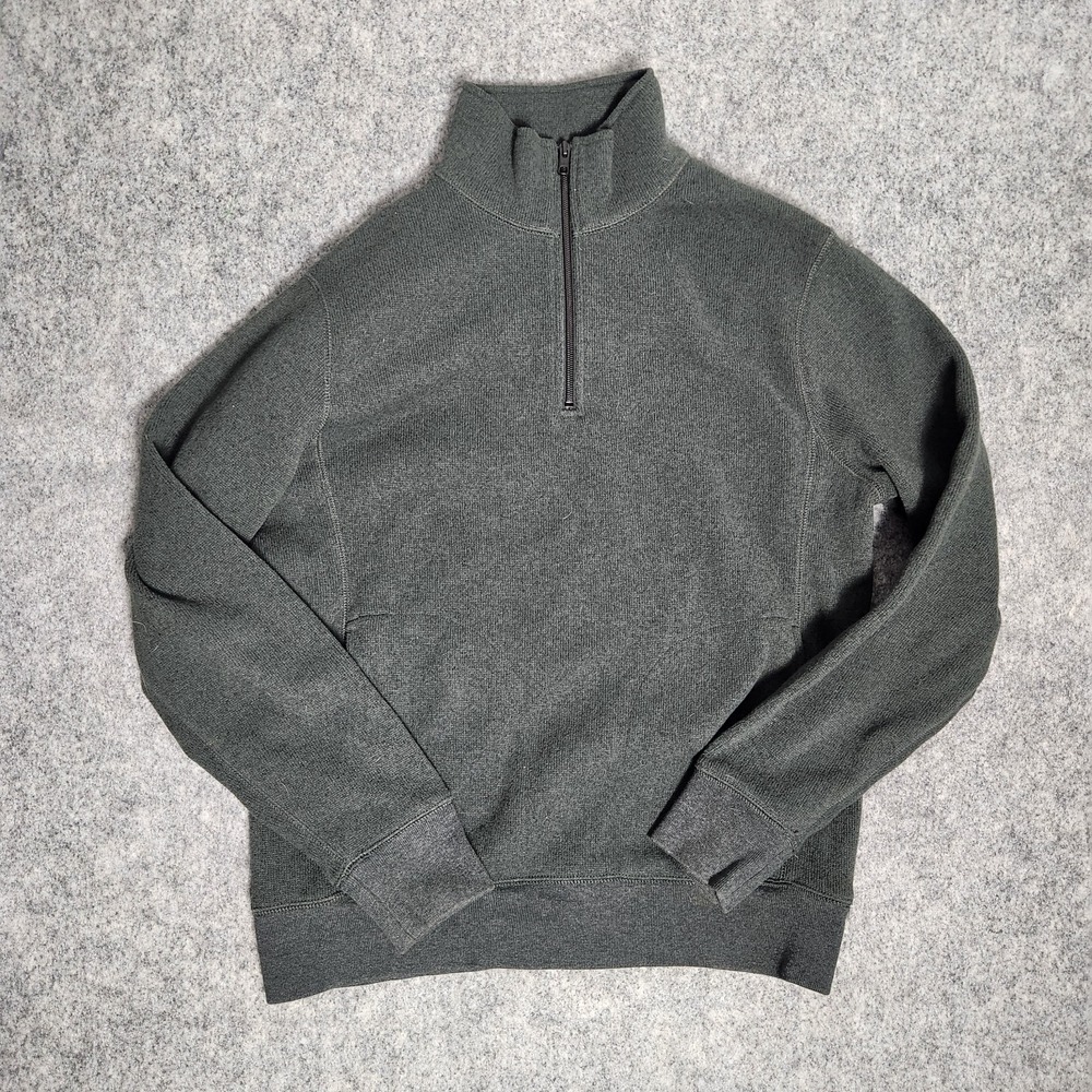 J Crew Fleece Quarter Zip Sweater Men M Gray‎ Long Sleeve Pullover Casual Cotton